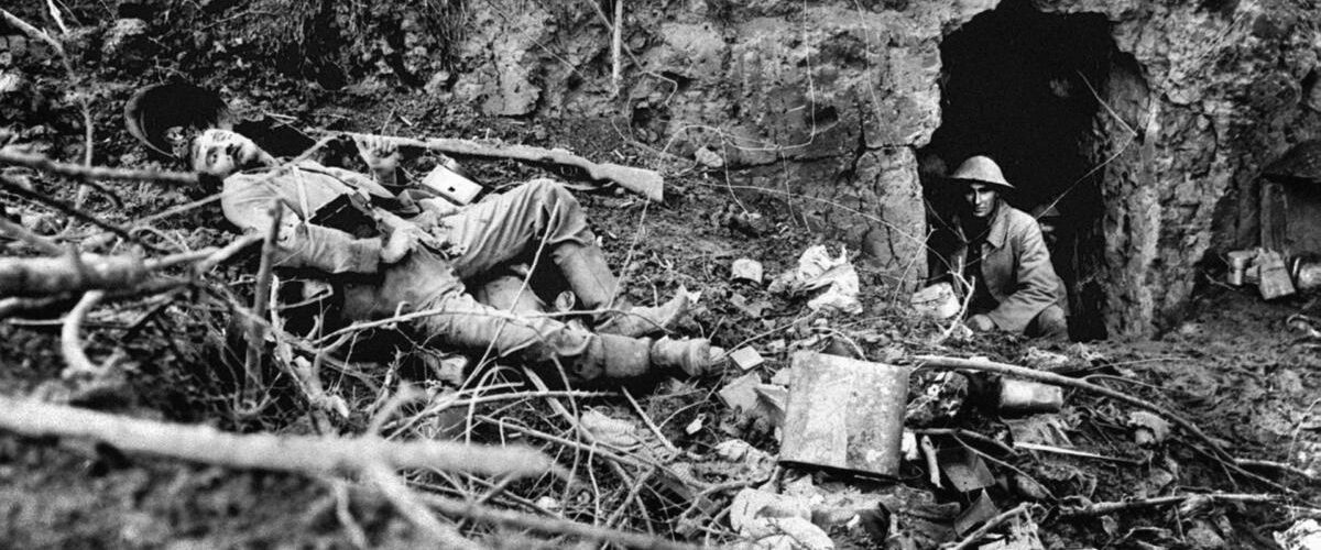 Adolf Hitler during a visit to the WWI German cemetery at Langemark, near Ypres, Belgium, 1940.