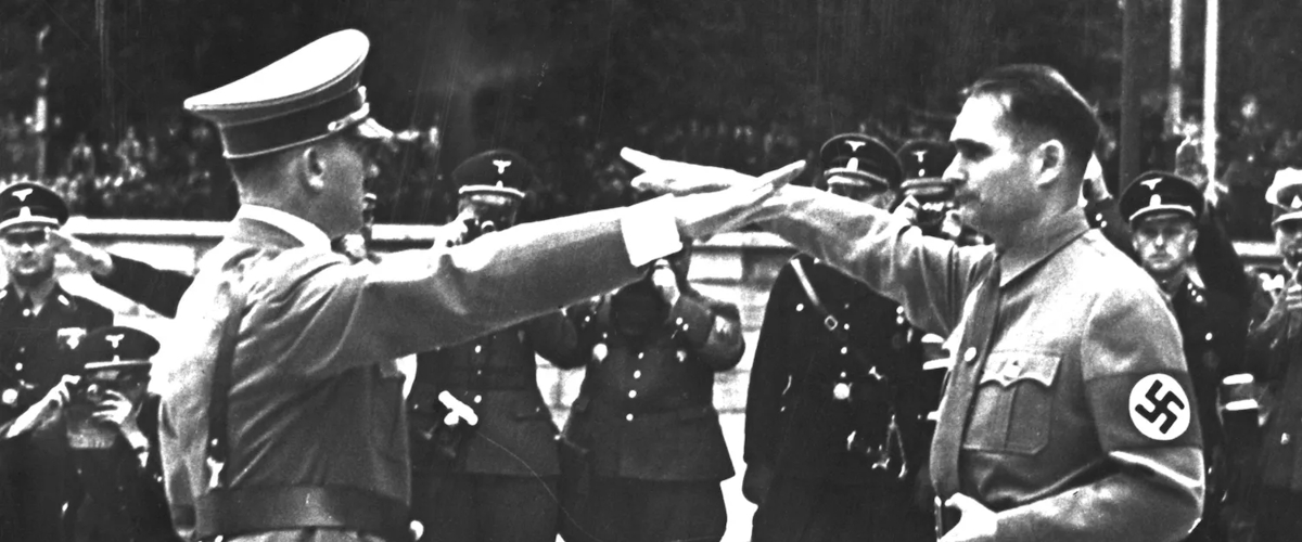 Adolf Hitler during a visit to the WWI German cemetery at Langemark, near Ypres, Belgium, 1940.